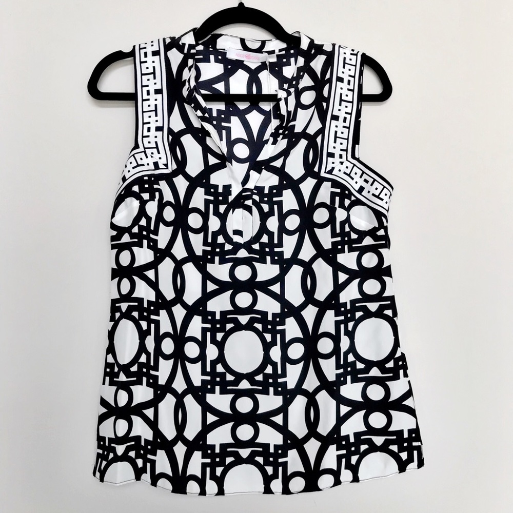 alice & trixie • black & white geometric sleeveless tank top • extra small